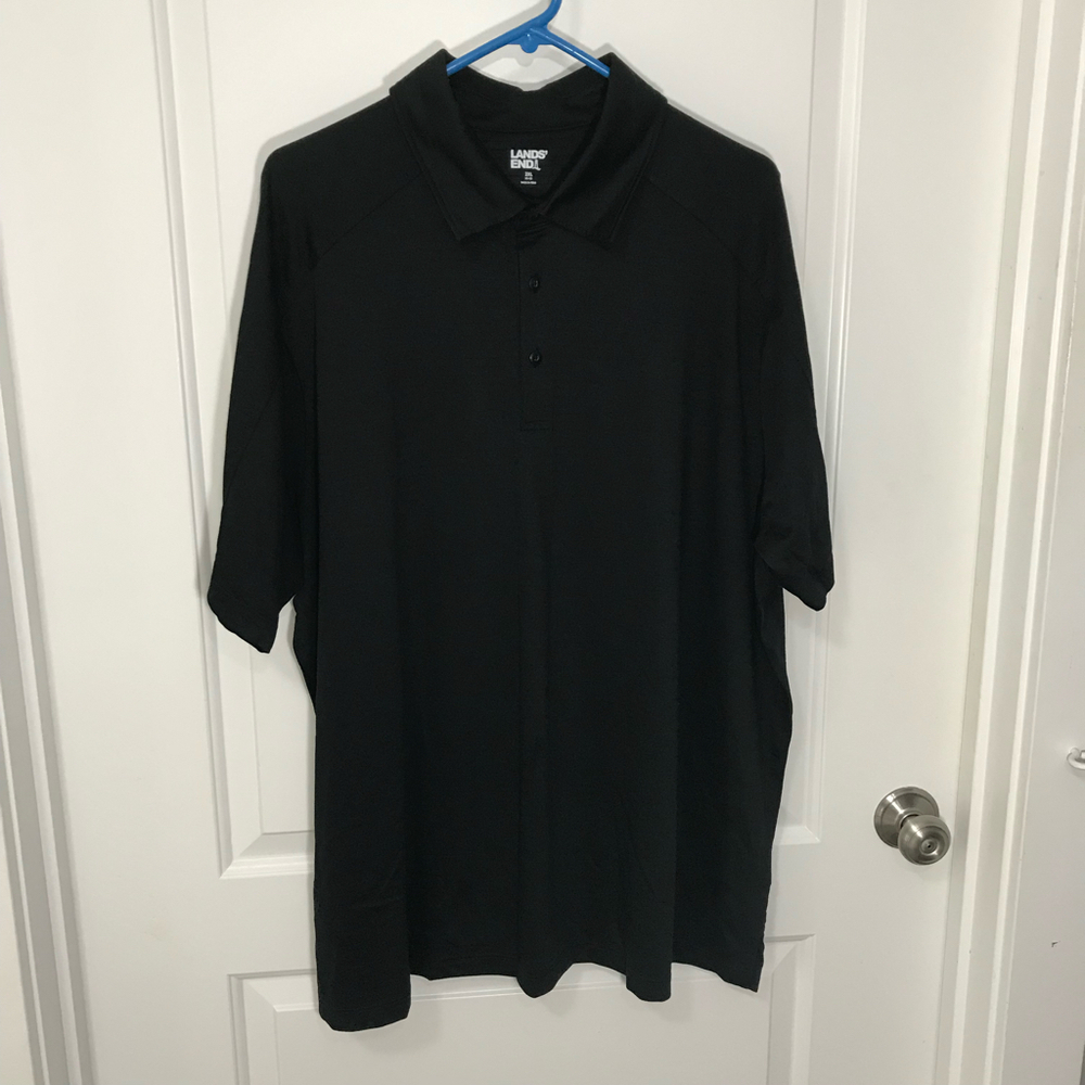 Lands End Men’s Cotton Polyester Black Polo  2XL NWOT